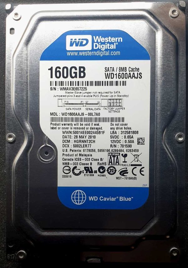 WD 1600AAJS-00L7A0 xxxT2xxx 28-MAY-2010