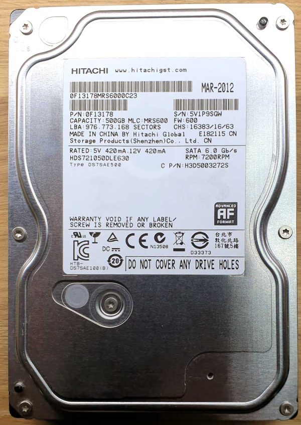Hitachi HDS721050DLE630 MRS600 MAR-2012