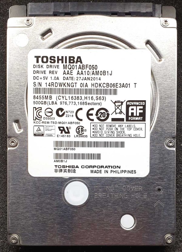 Toshiba MQ01ABF050 HDKCB06E3A01 27-JAN-2014