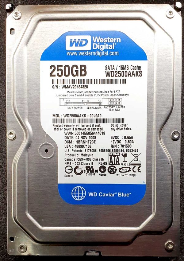 WD 2500AAKS-00L9A0 xxxT2xxx 04-NOV-2008