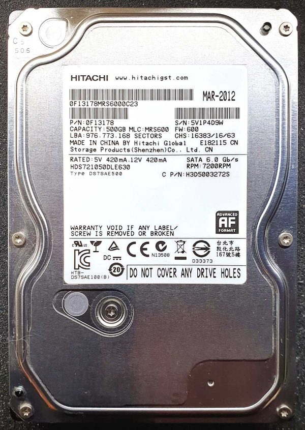 Hitachi HDS721050DLE630 MRS600 MAR-2012