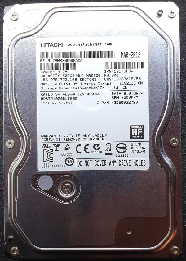 Hitachi HDS721050DLE630 MRS600 MAR-2012