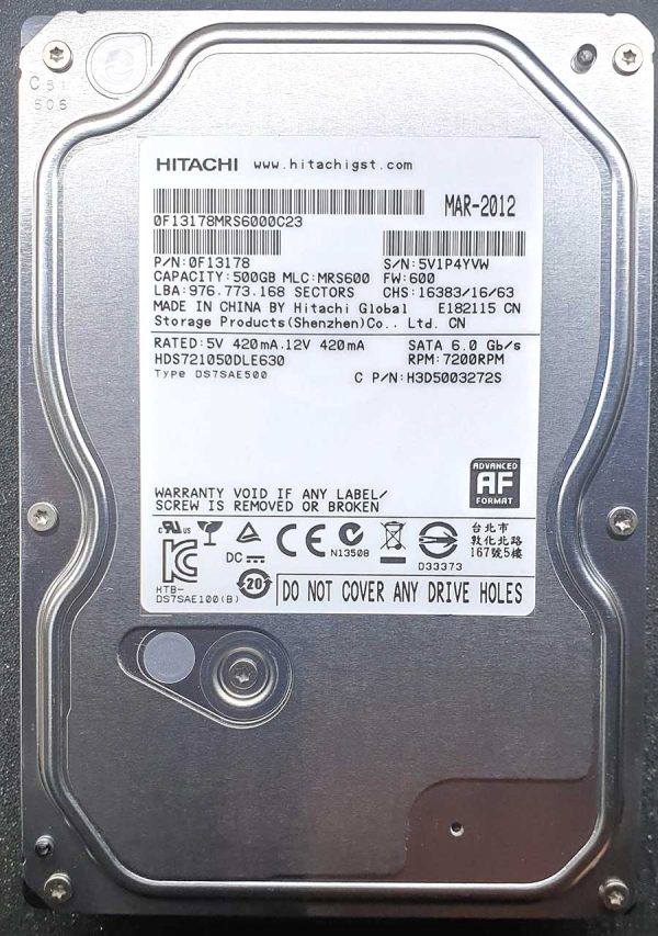 Hitachi HDS721050DLE630 MRS600 MAR-2012