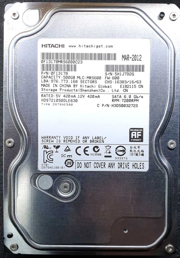 Hitachi HDS721050DLE630 MRS600 MAR-2012