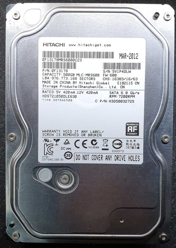Hitachi HDS721050DLE630 MRS600 MAR-2012