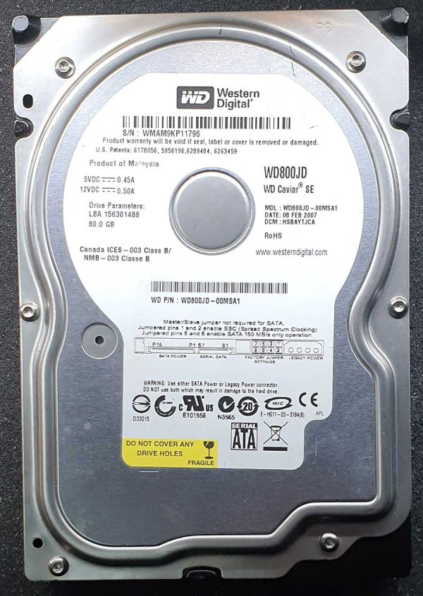 WD 800JD-00MSA1 xxxTJxxx 08-FEB-2007