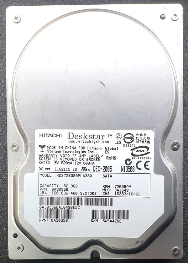 Hitachi HDS728080PLA380 BA1649 DEC-2005