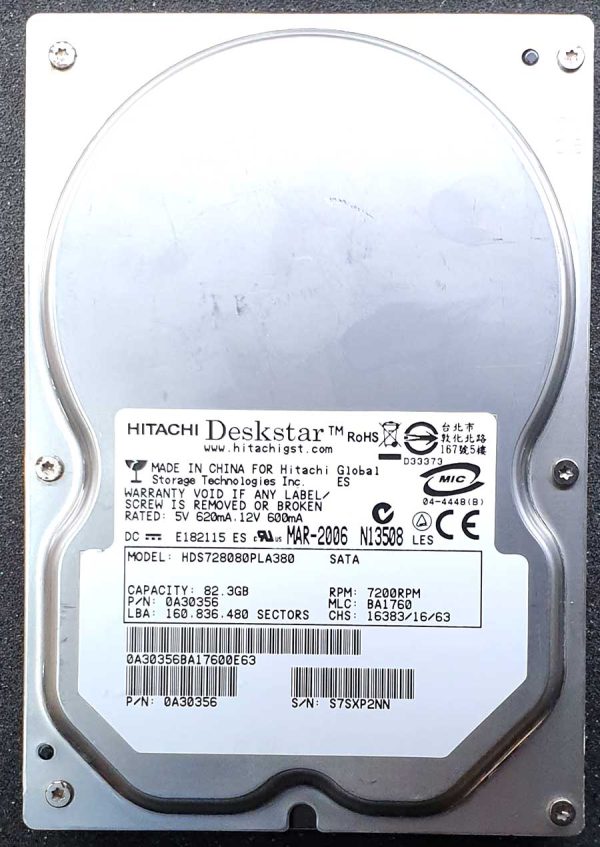 Hitachi HDS728080PLA380 BA1760 MAR-2006