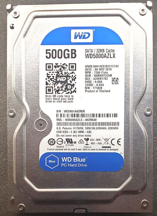 WD 5000AZLX-00ZR6A0 xxxT2xxx 09-NOV-2015