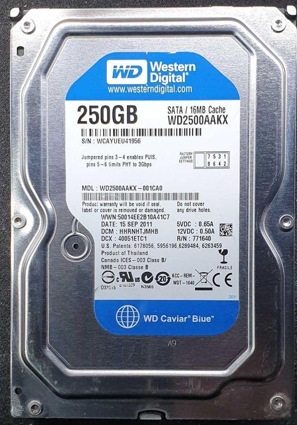 WD 2500AAKX-001CA0 xxxTJxxx 15-SEP-2011