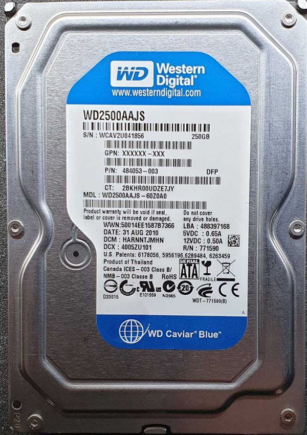 WD 2500AAJS-60Z0A0 xxxTJxxx 31-AUG-2010