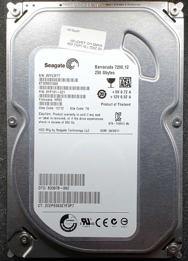 Seagate ST3250312AS 9VYxxx 13-SEP-2011