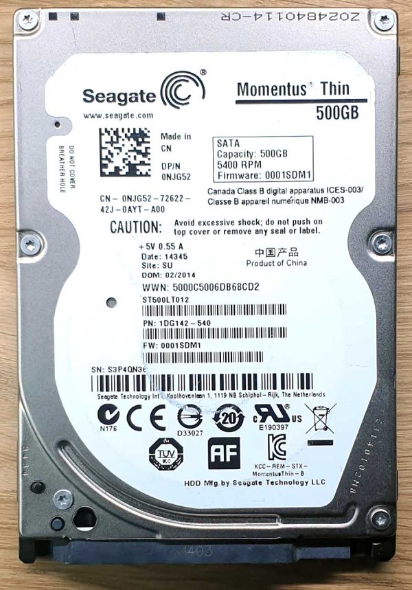 Seagate ST500LT012-1DG142 S3Pxxx 20-FEB-2014