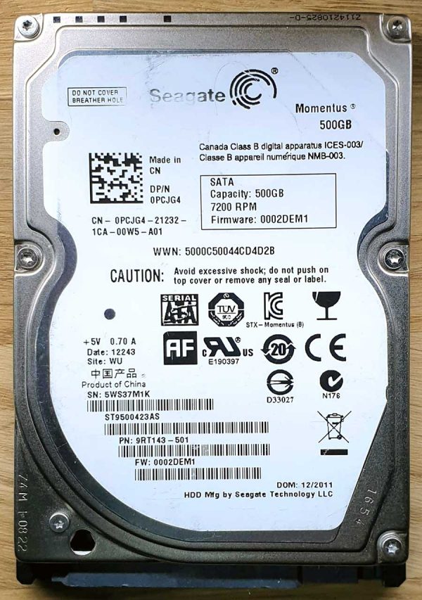 Seagate ST9500423AS 5WSxxx 14-DEC-2011