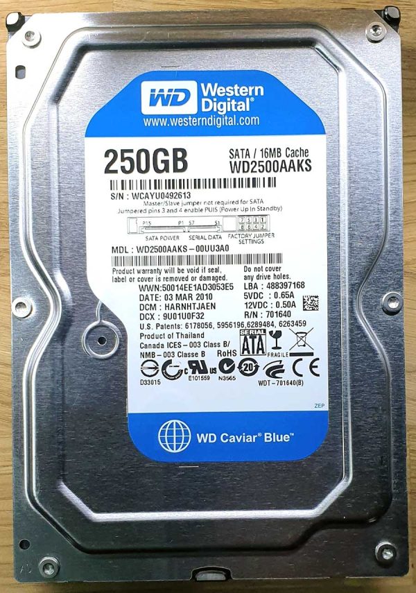 WD 2500AAKS-00UU3A0 xxxTJxxx 03-MAR-2010