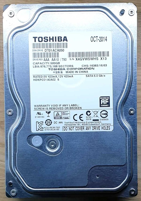 Toshiba DT01ACA050 HDKPC01A0A02 OCT-2014
