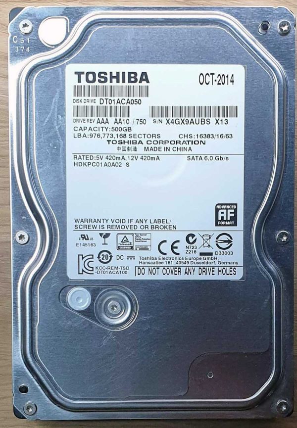 Toshiba DT01ACA050 HDKPC01A0A02 OCT-2014