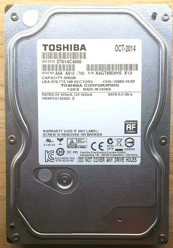Toshiba DT01ACA050 HDKPC01A0A02 OCT-2014