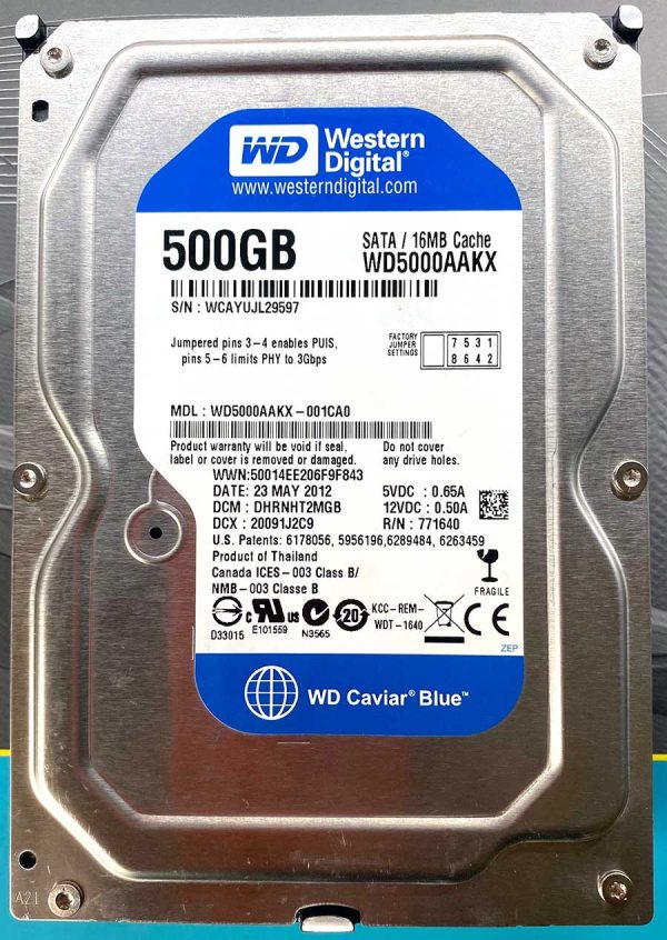 WD 5000AAKX-001CA0 xxxT2xxx 23-MAY-2012