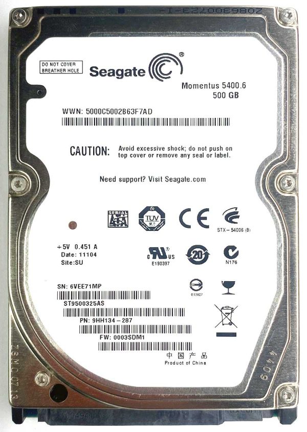 Seagate ST9500325AS 6VExxx 07-SEP-2010