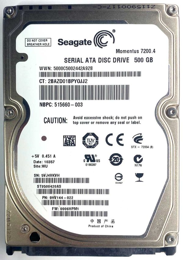Seagate ST9500420AS 5VJxxx 05-MAR-2010