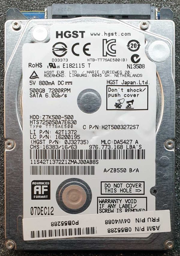 HGST HTS725050A7E630 07-DEC-2012