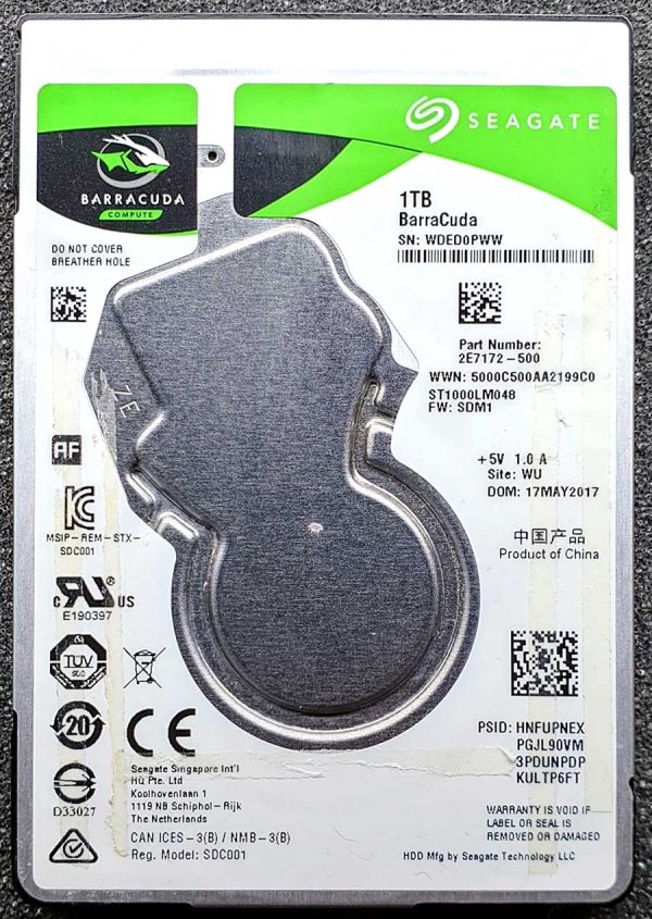 Seagate ST1000LM048-2E7172 WDExxx 17-MAY-2017