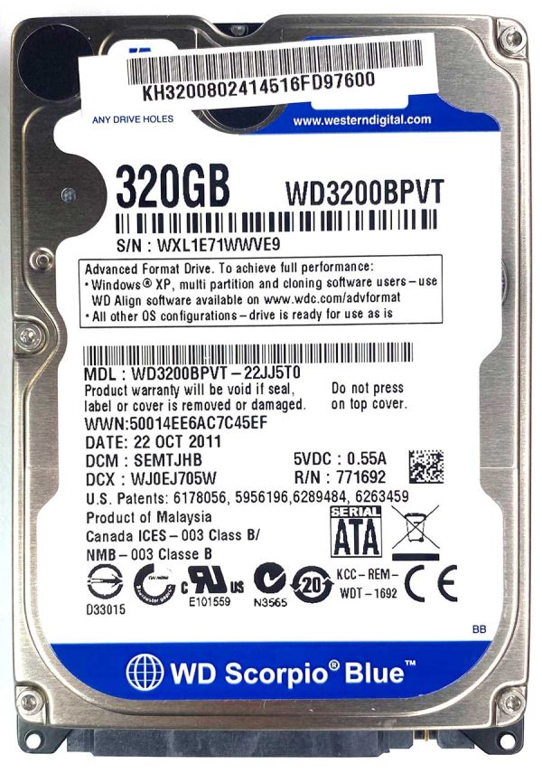 WD 3200BPVT-22JJ5T0 xxxTJxxx 22-OCT-2011