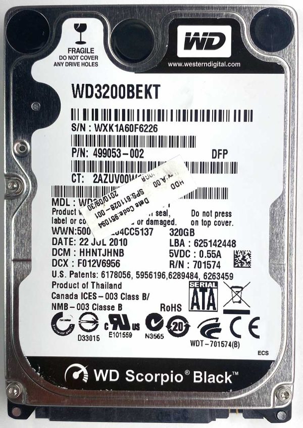 WD 3200BEKT-60V5T1 xxxTJxxx 22-JUL-2010