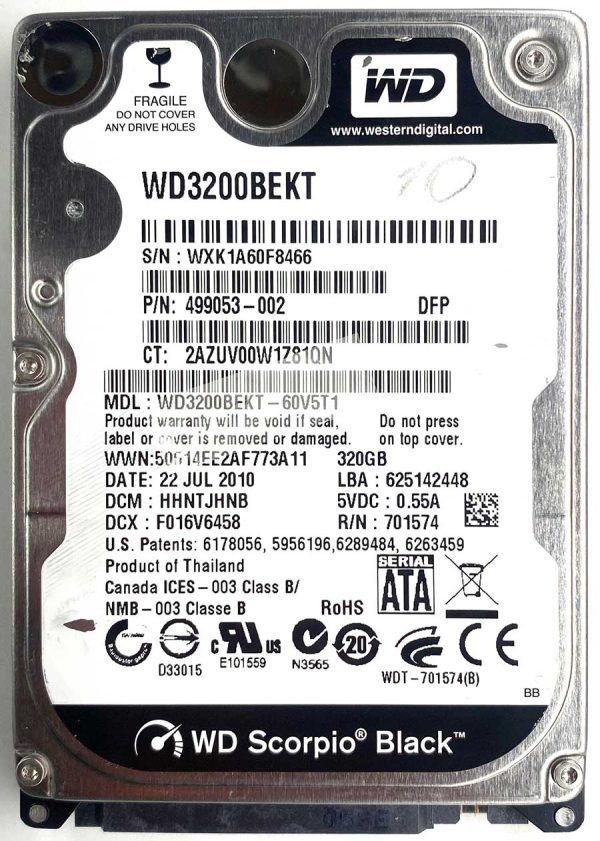 WD 3200BEKT-60V5T1 xxxTJxxx 22-JUL-2010