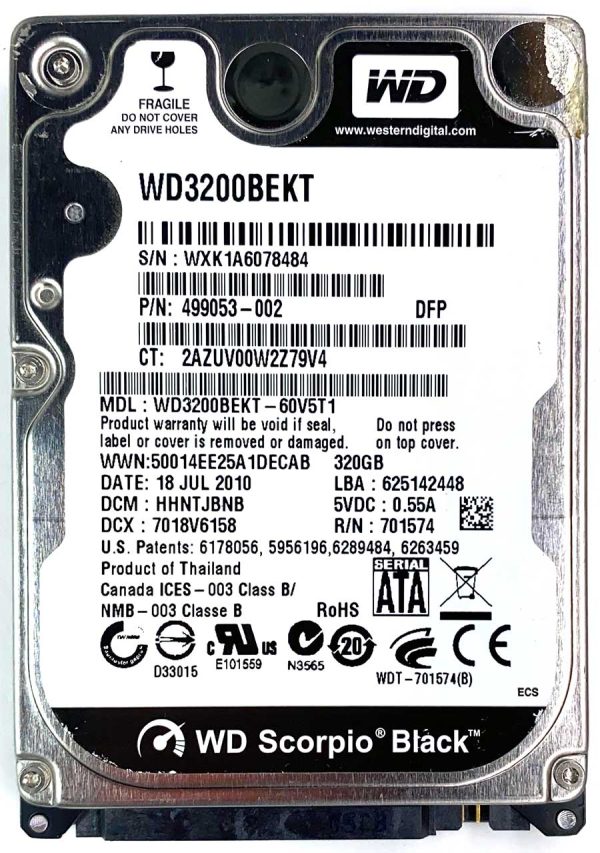 WD 3200BEKT-60V5T1 xxxTJxxx 18-JUL-2010