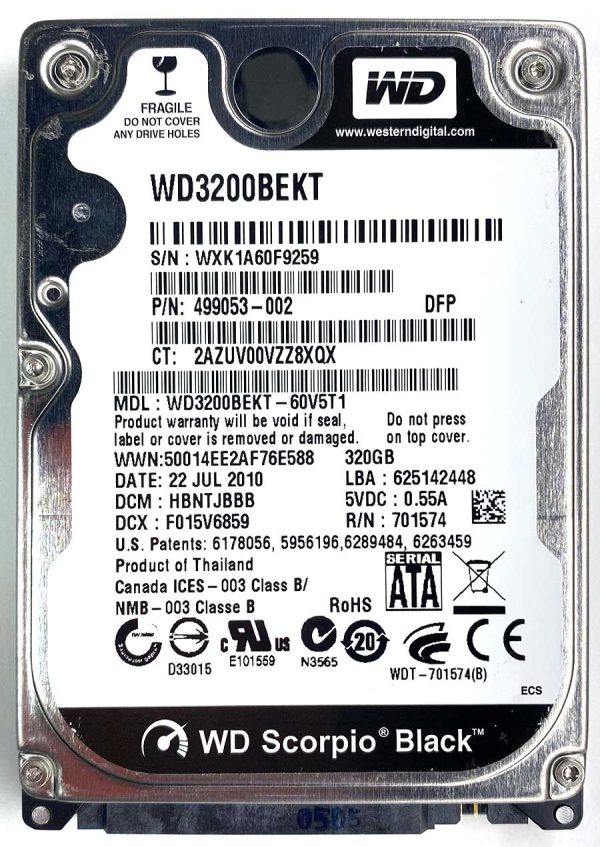 WD 3200BEKT-60V5T1 xxxTJxxx 22-JUL-2010