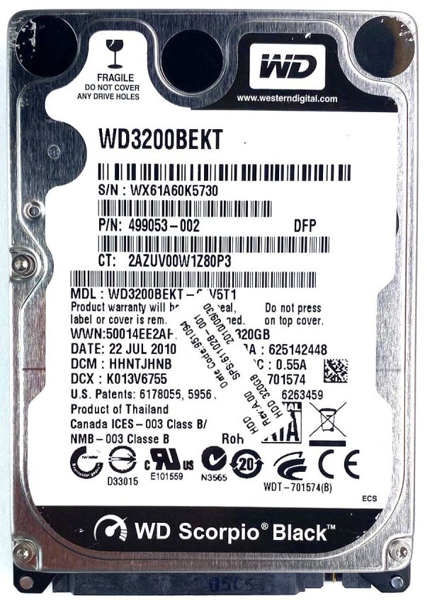 WD 3200BEKT-60V5T1 xxxTJxxx 22-JUL-2010