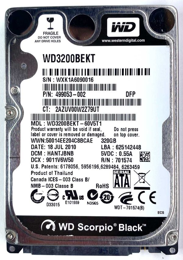 WD 3200BEKT-60V5T1 xxxTJxxx 18-JUL-2010