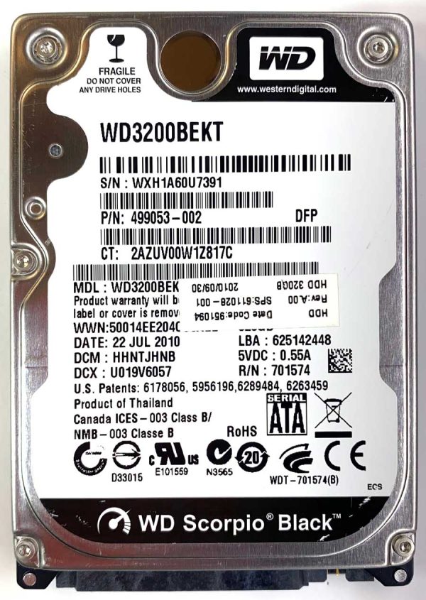 WD 3200BEKT-60V5T1 xxxTJxxx 22-JUL-2010