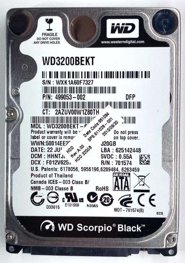 WD 3200BEKT-60V5T1 xxxTJxxx 22-JUL-2010