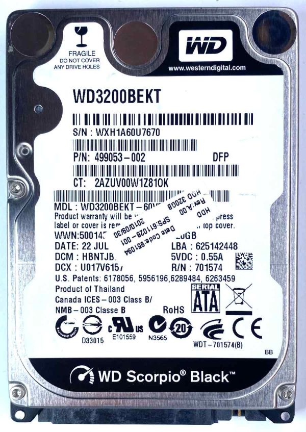 WD 3200BEKT-60V5T1 xxxTJxxx 22-JUL-2010