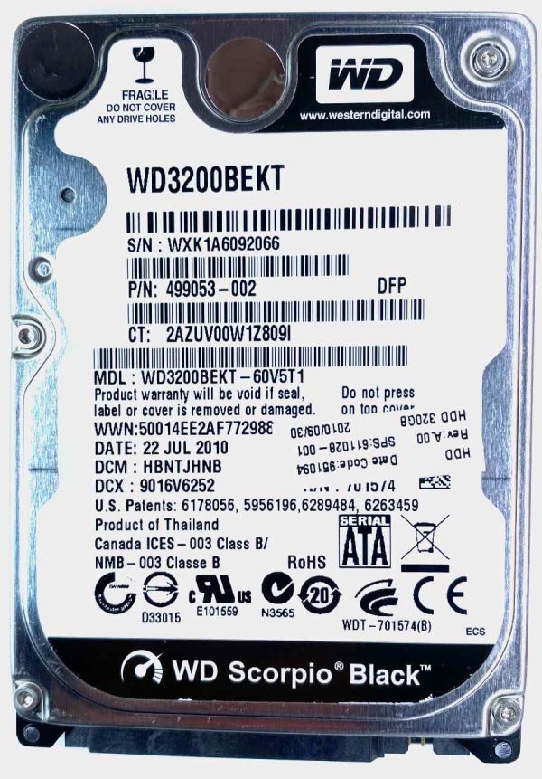 WD 3200BEKT-60V5T1 xxxTJxxx 22-JUL-2010