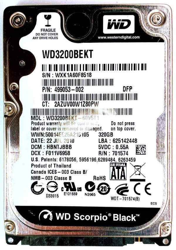 WD 3200BEKT-60V5T1 xxxTJxxx 22-JUL-2010