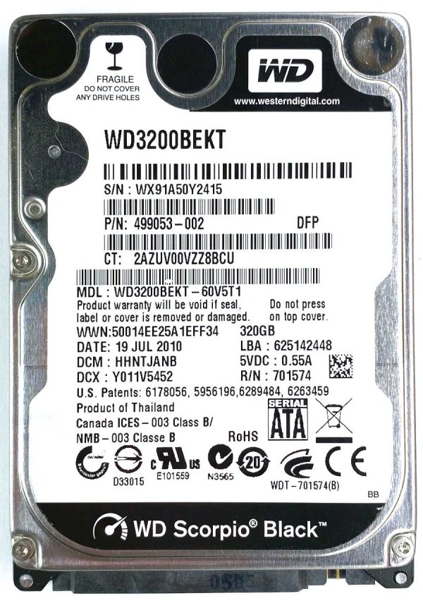 WD 3200BEKT-60V5T1 xxxTJxxx 19-JUL-2010