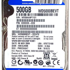 WD 5000BEVT-22ZAT0 xxxVJxxx 06-NOV-2009