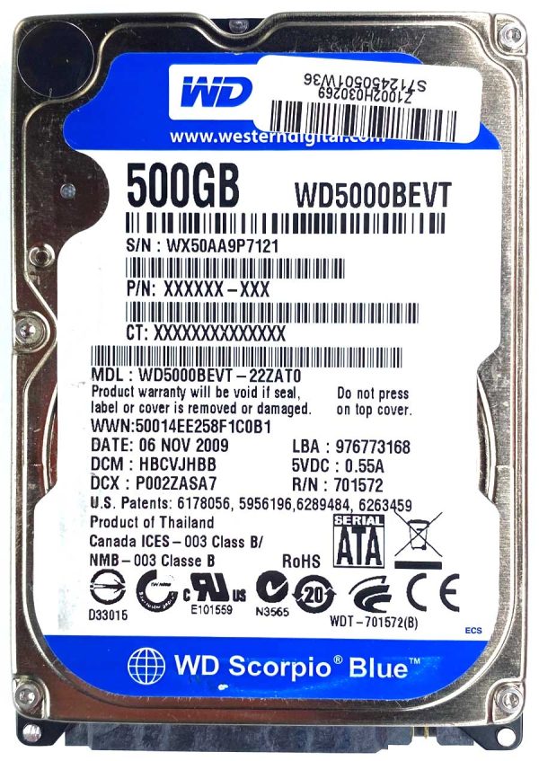 WD 5000BEVT-22ZAT0 xxxVJxxx 06-NOV-2009