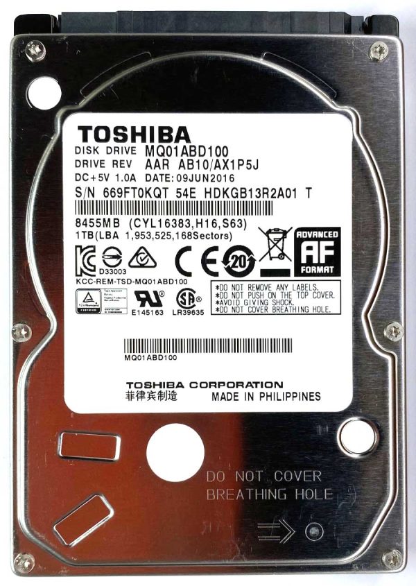 Toshiba MQ01ABD100 09-JUN-2016