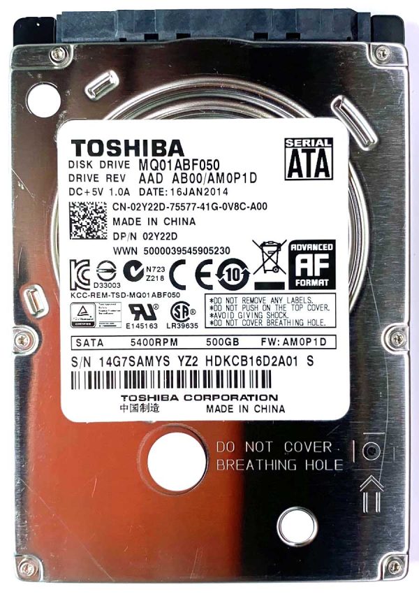Toshiba MQ01ABF050 16-JAN-2014