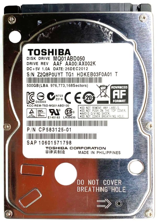 Toshiba MQ01ABD050 26-DEC-2012