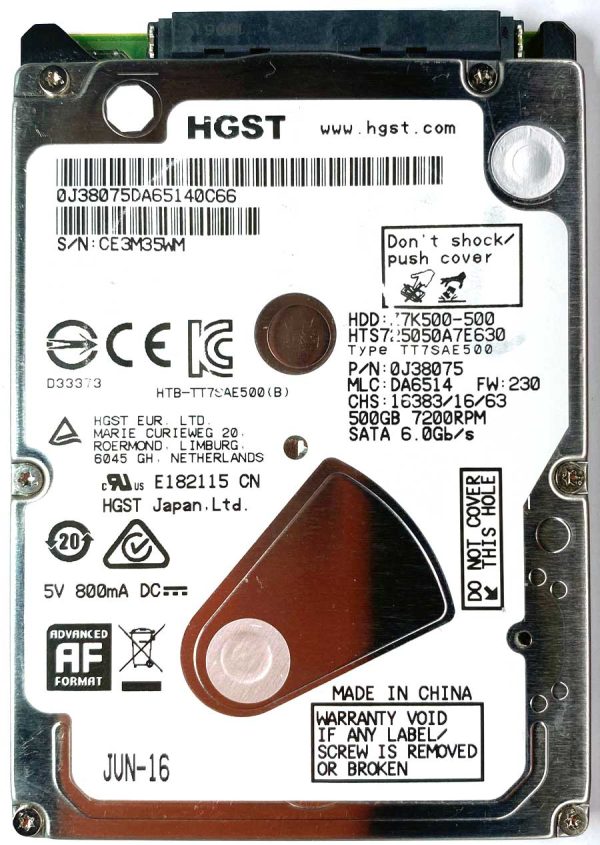 HGST HTS725050A7E630 JUN-2016