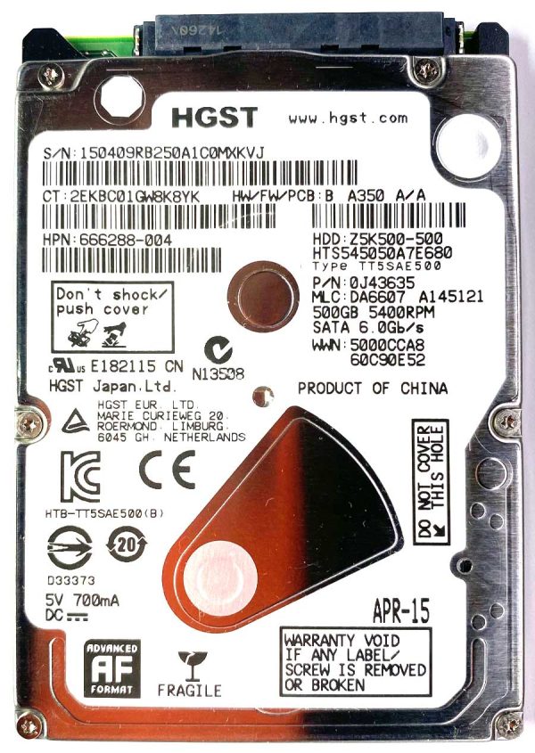 HGST HTS545050A7E680 09-APR-2015
